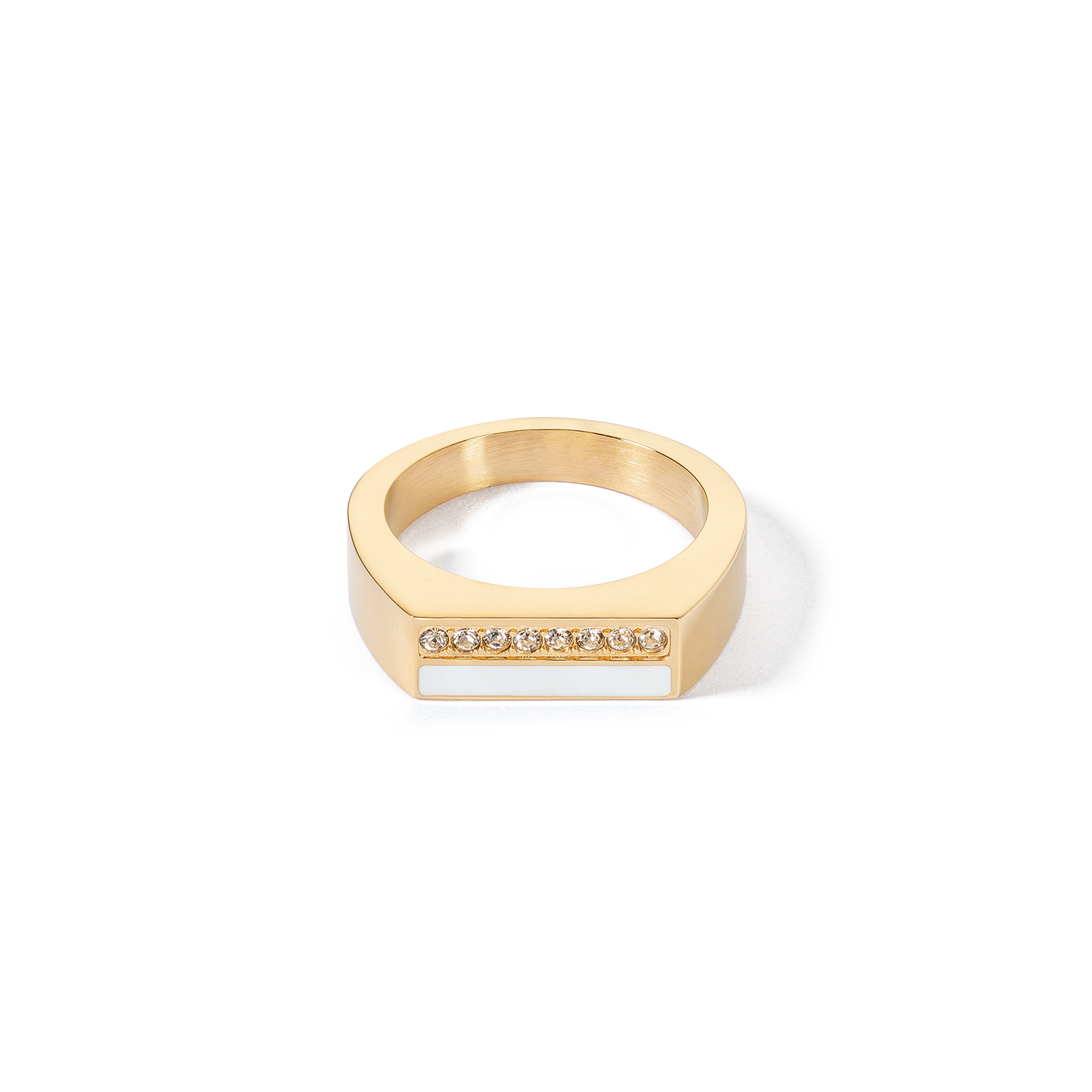 Anello Square Stripes oro-bianco