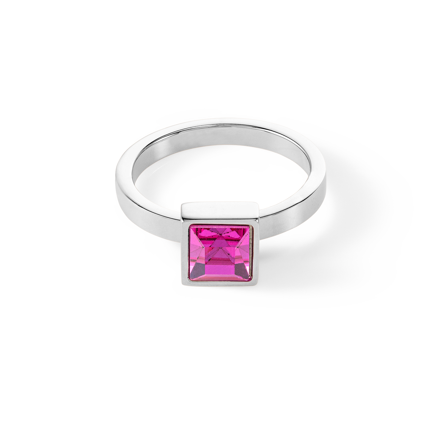 Brilliant Square big anello argento pink