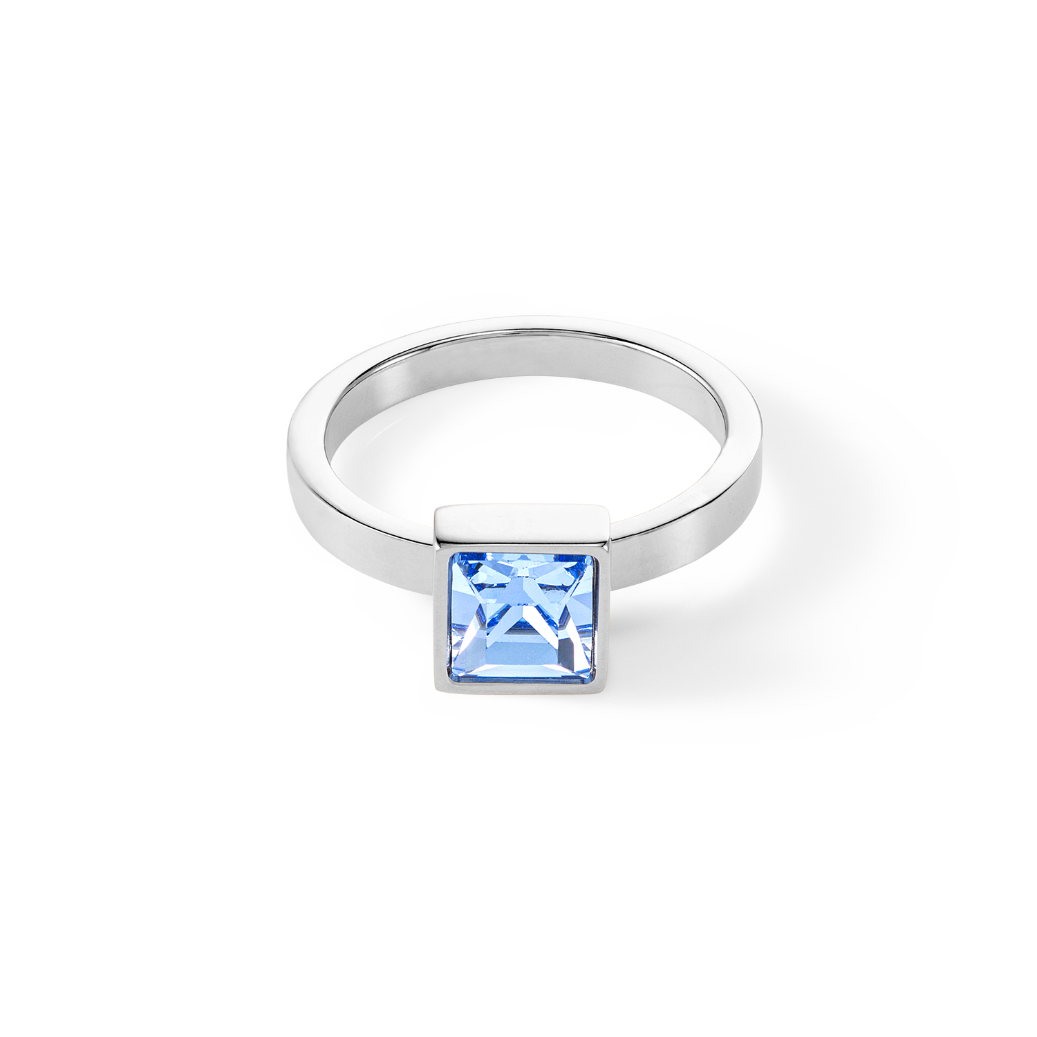 Brilliant Square big anello argento blu chiaro