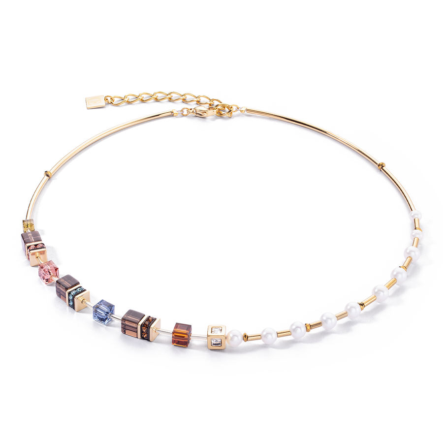 Collana GeoCUBE® Fusion Precious Pearl Mix oro-autunno