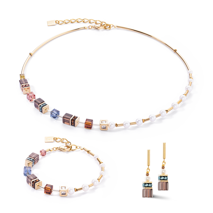 Collana GeoCUBE® Fusion Precious Pearl Mix oro-autunno