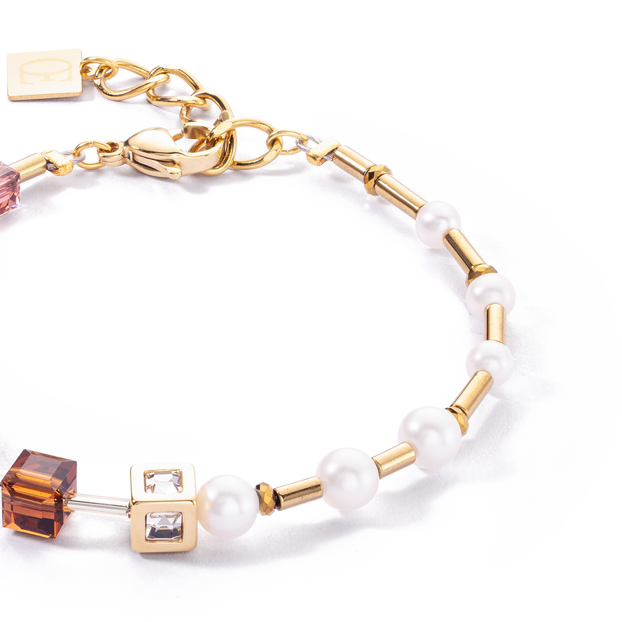 Bracciale GeoCUBE® Fusion Precious Pearl Mix oro-autunno