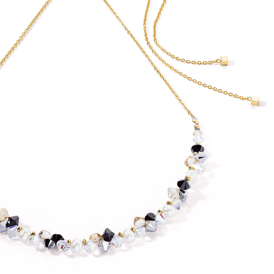 Collana Dancing Crystals e Pearls argento nero