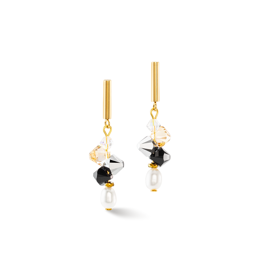 Orecchini Dancing Crystals & Pearls argento nero