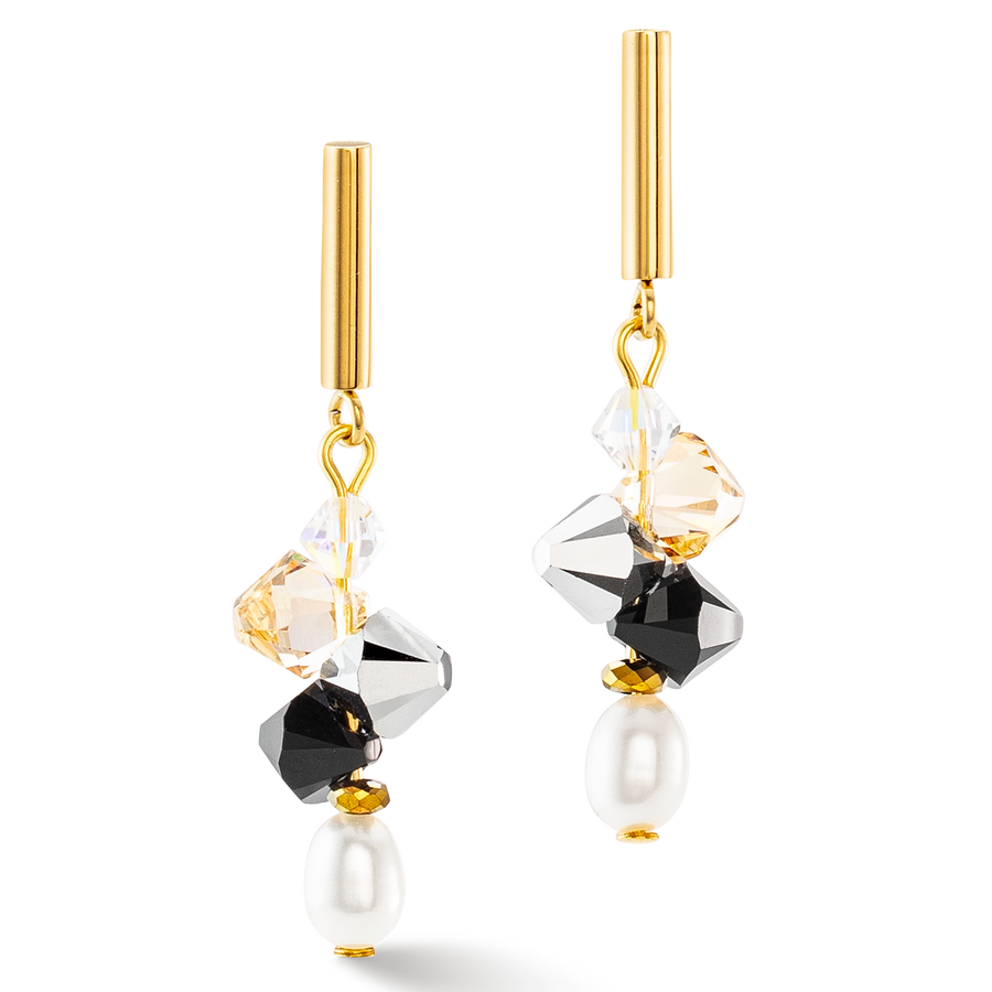 Orecchini Dancing Crystals & Pearls argento nero