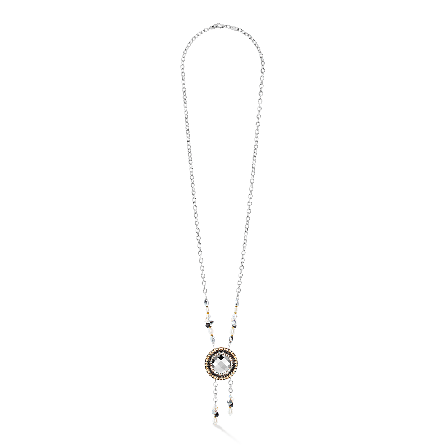 Collana Amuleto Boho Pearl nero-bianco