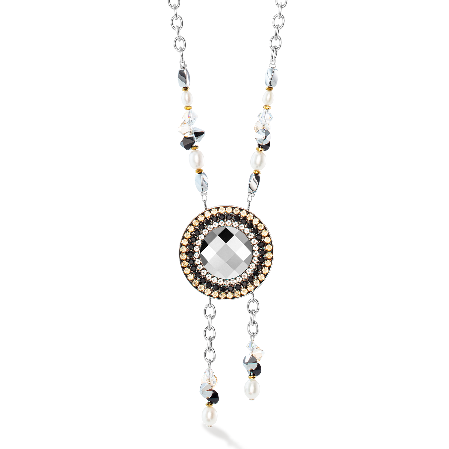 Collana Amuleto Boho Pearl nero-bianco