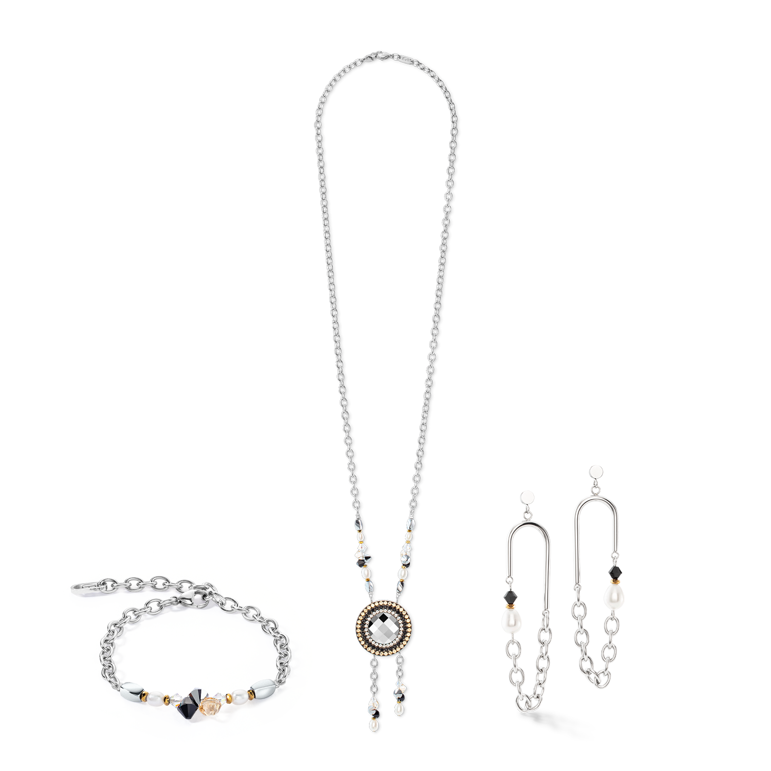 Collana Amuleto Boho Pearl nero-bianco