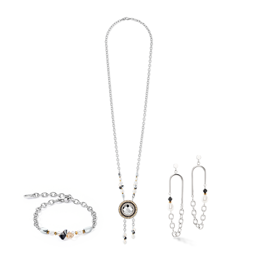 Collana Amuleto Boho Pearl nero-bianco