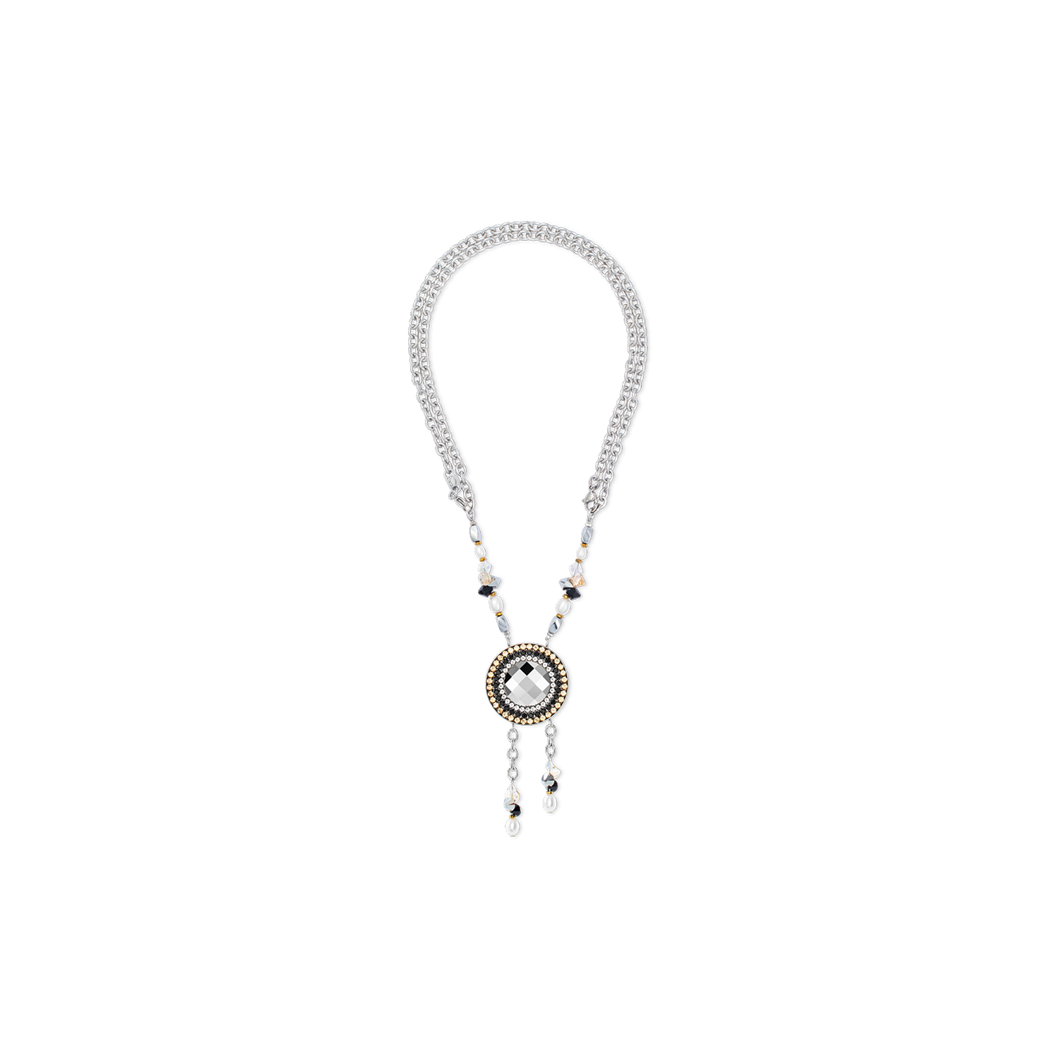 Collana Amuleto Boho Pearl nero-bianco