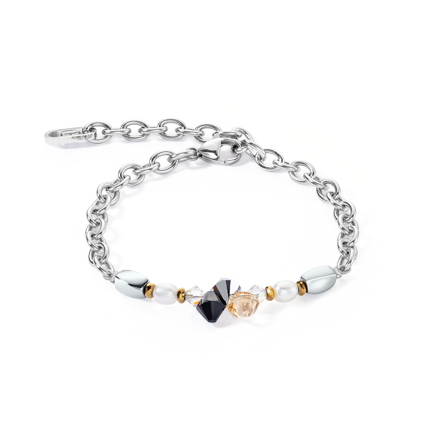 Bracciale Amuleto Boho Pearl nero-bianco