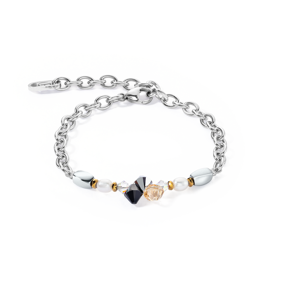 Bracciale Amuleto Boho Pearl nero-bianco