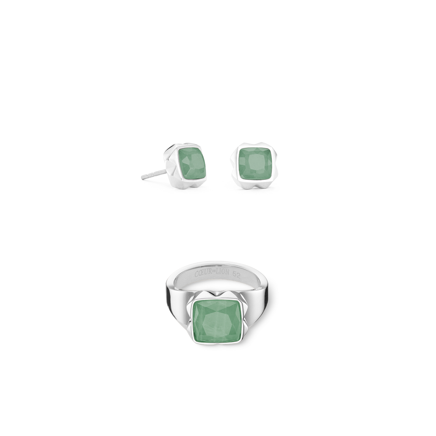 Anello Spikes Square Avventurina argento-verde