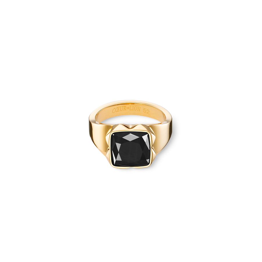 Anello Spikes Square Onyx oro-nero