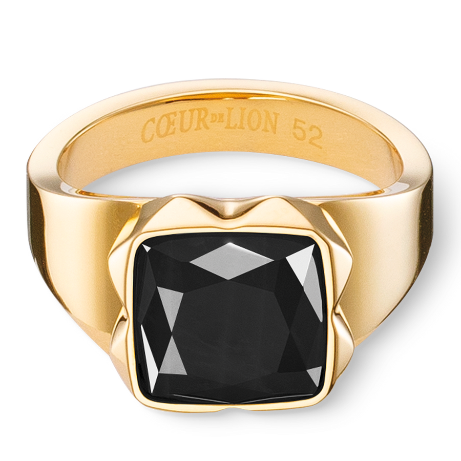 Anello Spikes Square Onyx oro-nero