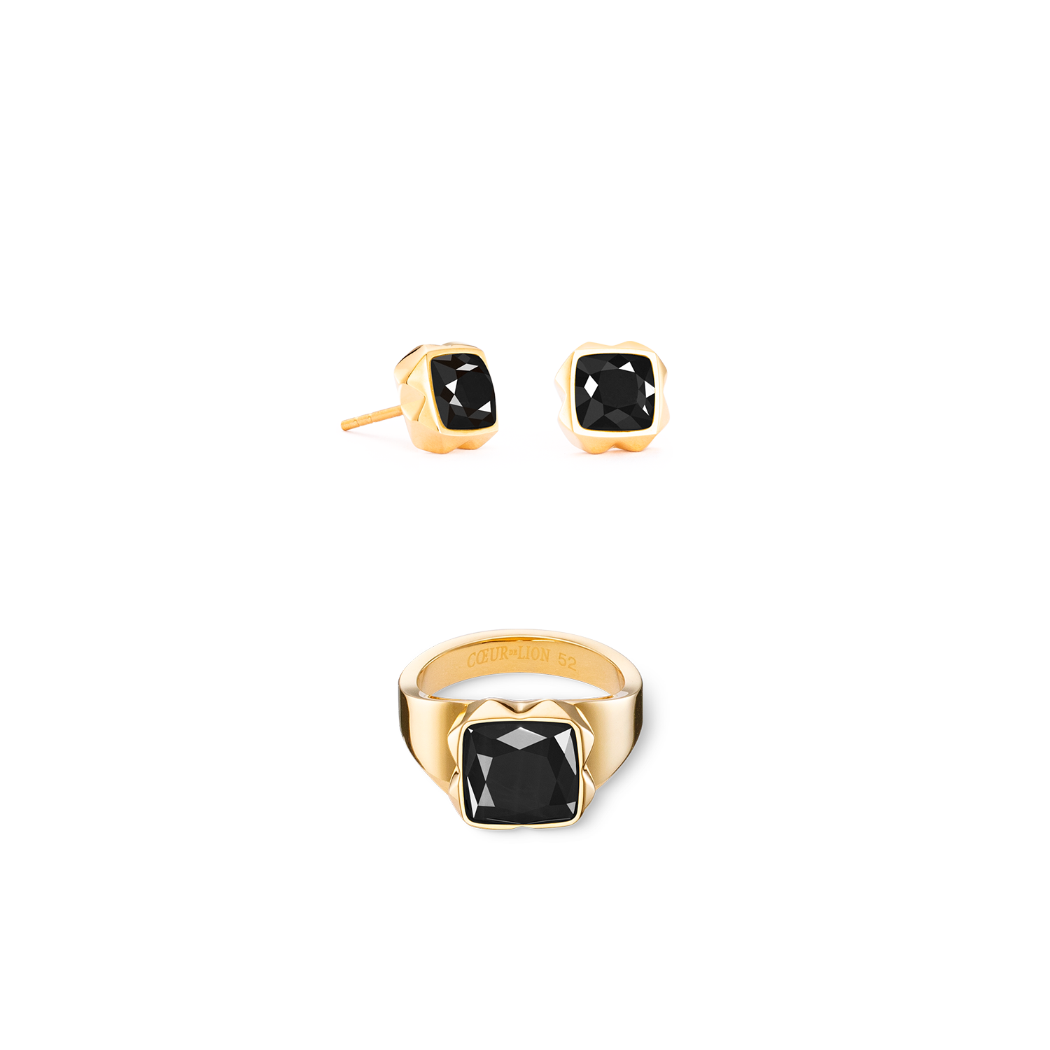 Anello Spikes Square Onyx oro-nero