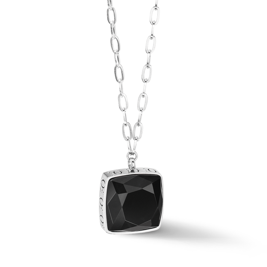 Collana OE Amulette Square Onyx argento-nero