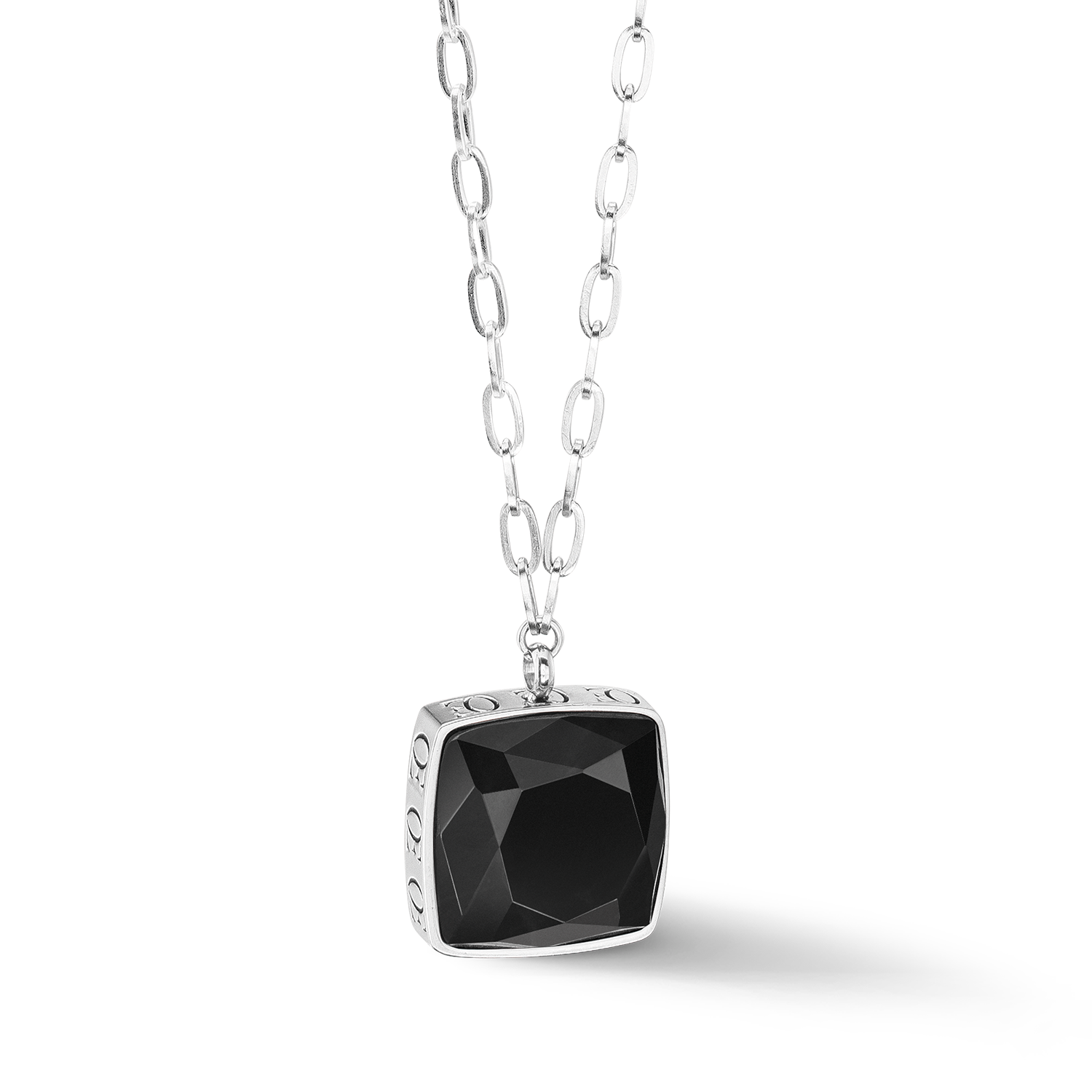 Collana OE Amulette Square Onyx argento-nero