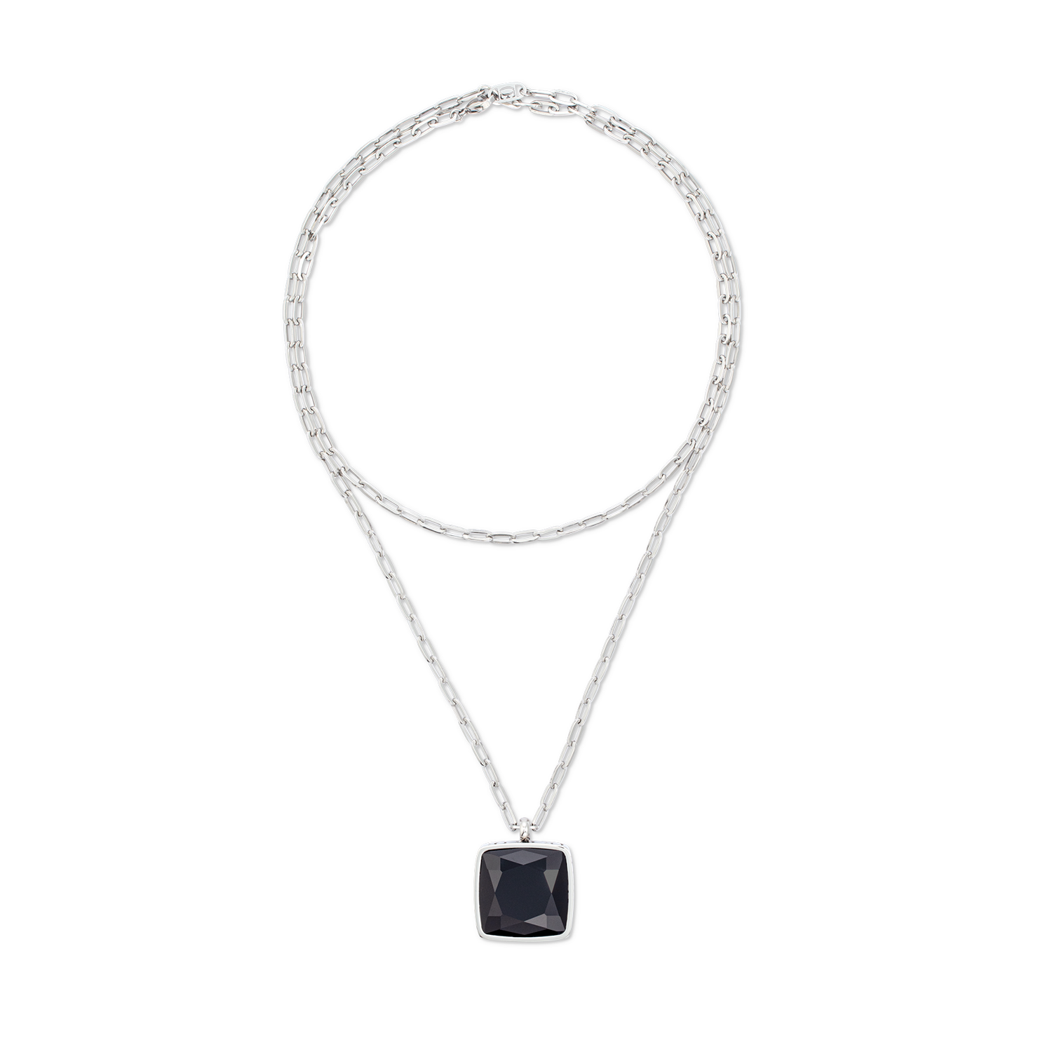 Collana OE Amulette Square Onyx argento-nero