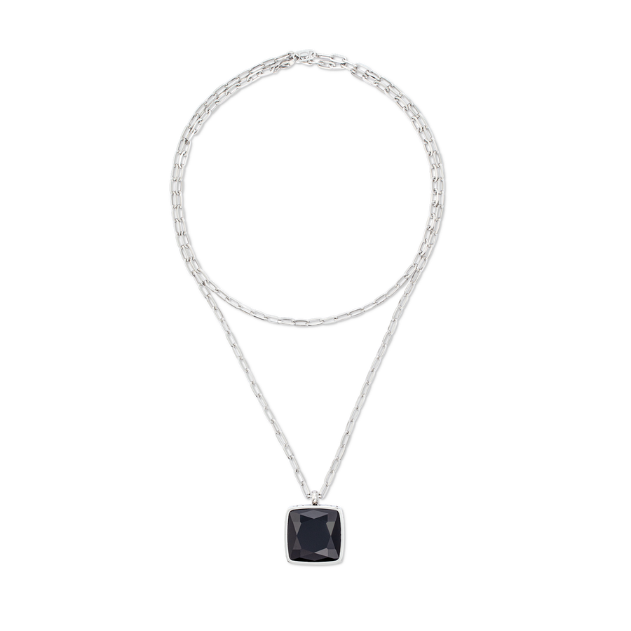 Collana OE Amulette Square Onyx argento-nero