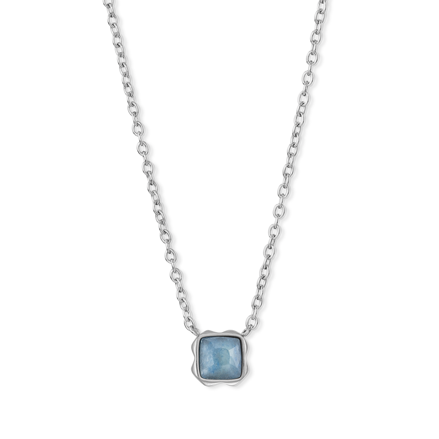 Pietra Di Nascita Marzo Collana Avventurina Blu Argento