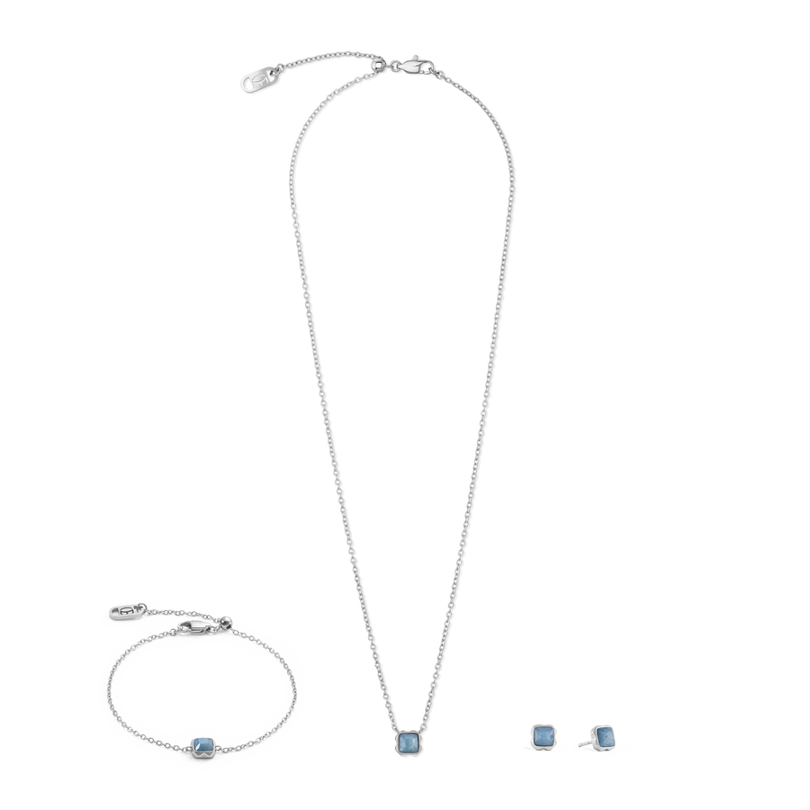 Pietra Di Nascita Marzo Collana Avventurina Blu Argento