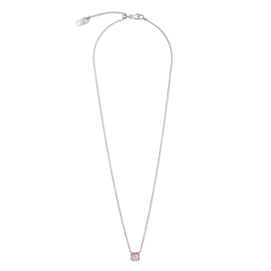 Pietra Di Nascita Ottobre Collana Quarzo Rosa Argento