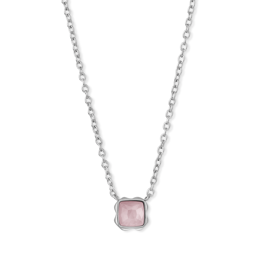 Pietra Di Nascita Ottobre Collana Quarzo Rosa Argento