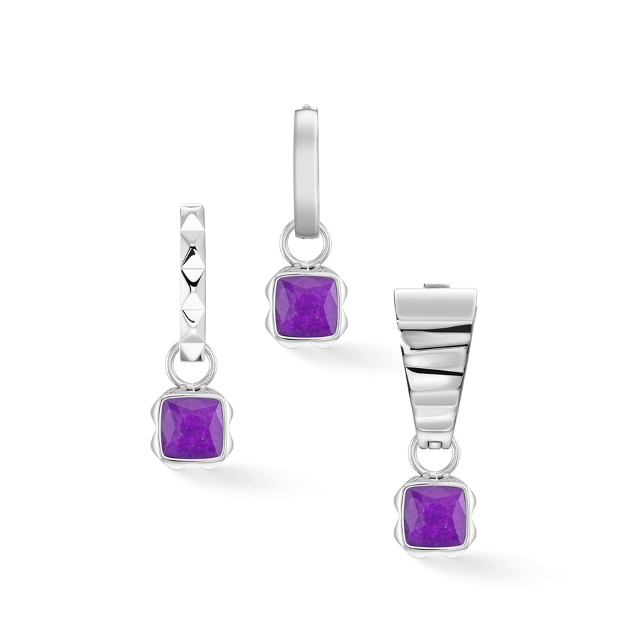 Pietra Di Nascita Febbraio Charm Sugilite Argento