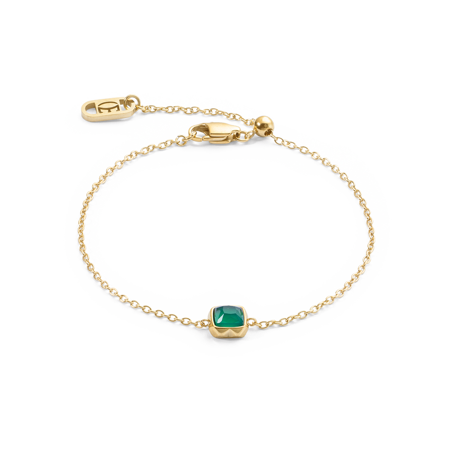 Pietra Di Nascita Maggio Bracciale Agata Verde Oro