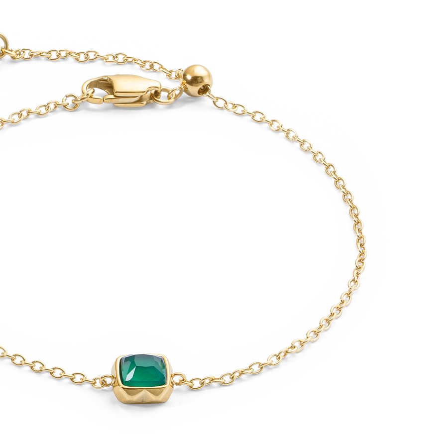 Pietra Di Nascita Maggio Bracciale Agata Verde Oro