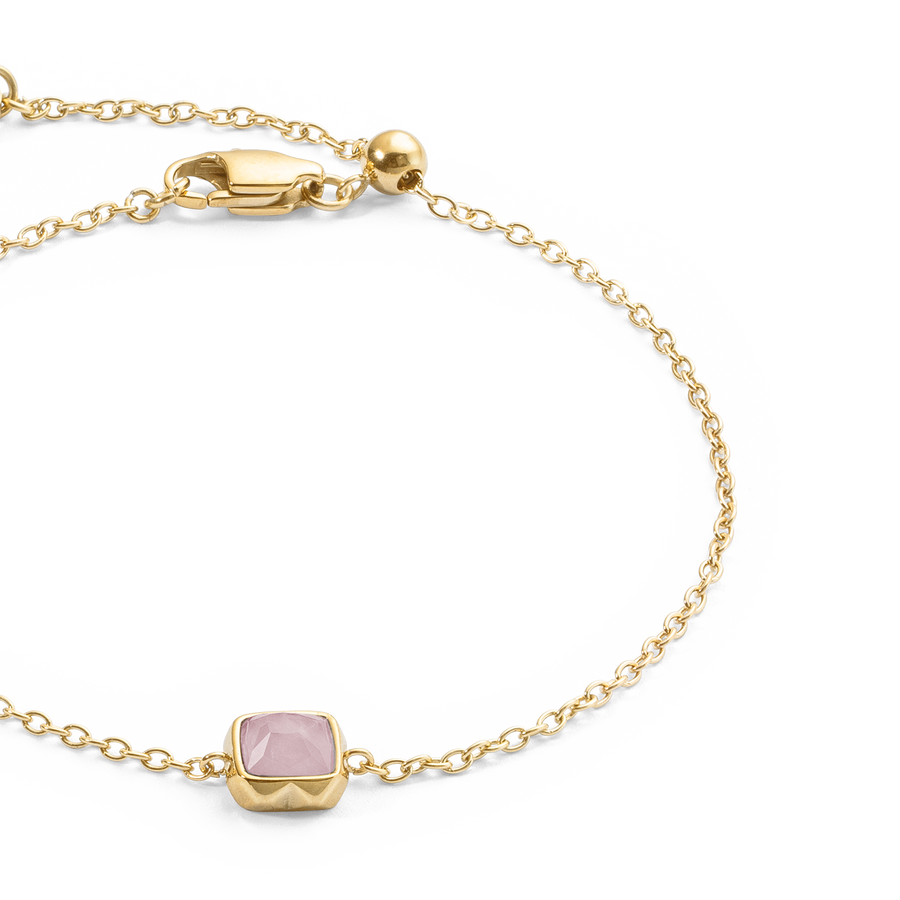 Pietra Di Nascita Ottobre Bracciale Quarzo Rosa Oro