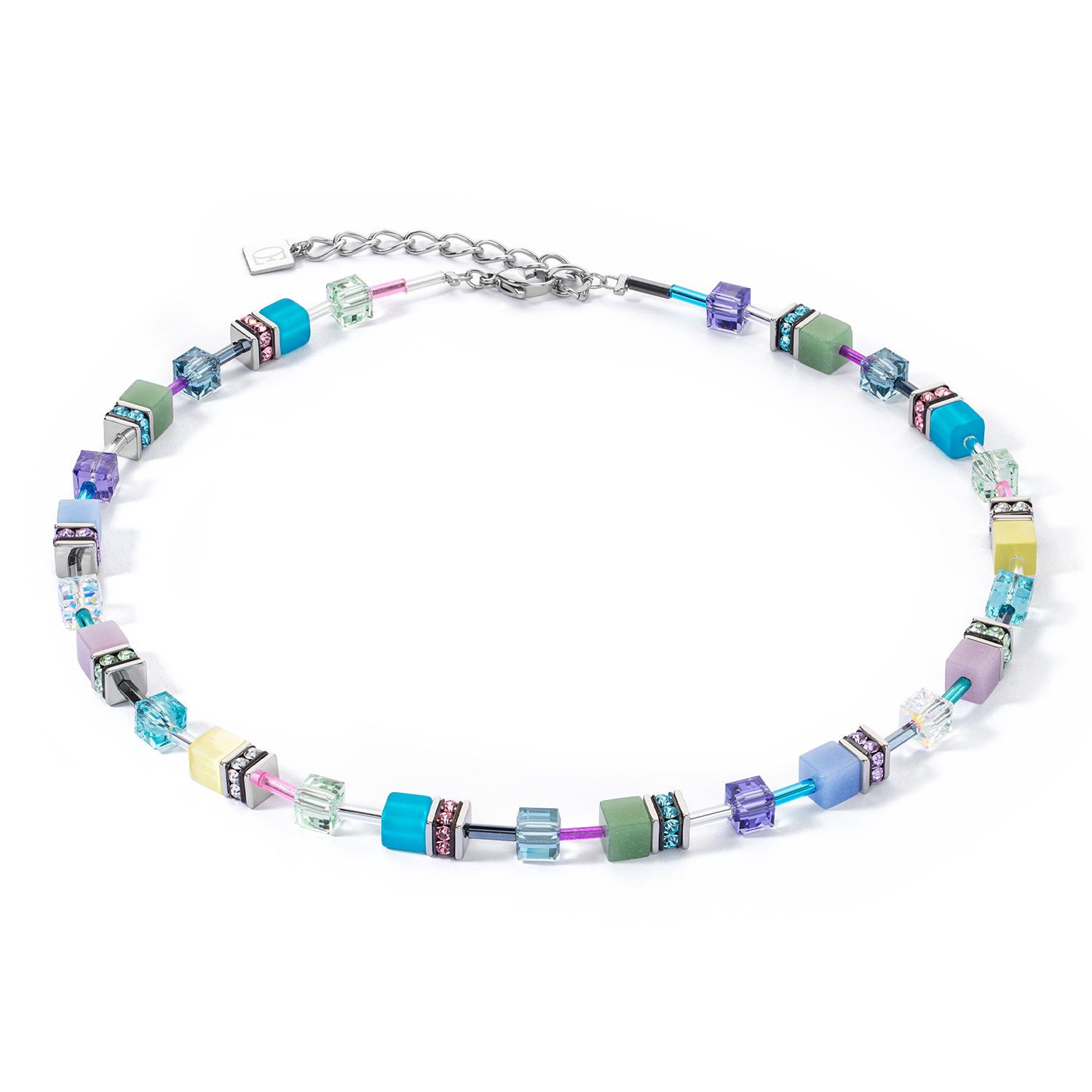 Collana GeoCUBE® Iconic argento-ghiaccio pastello