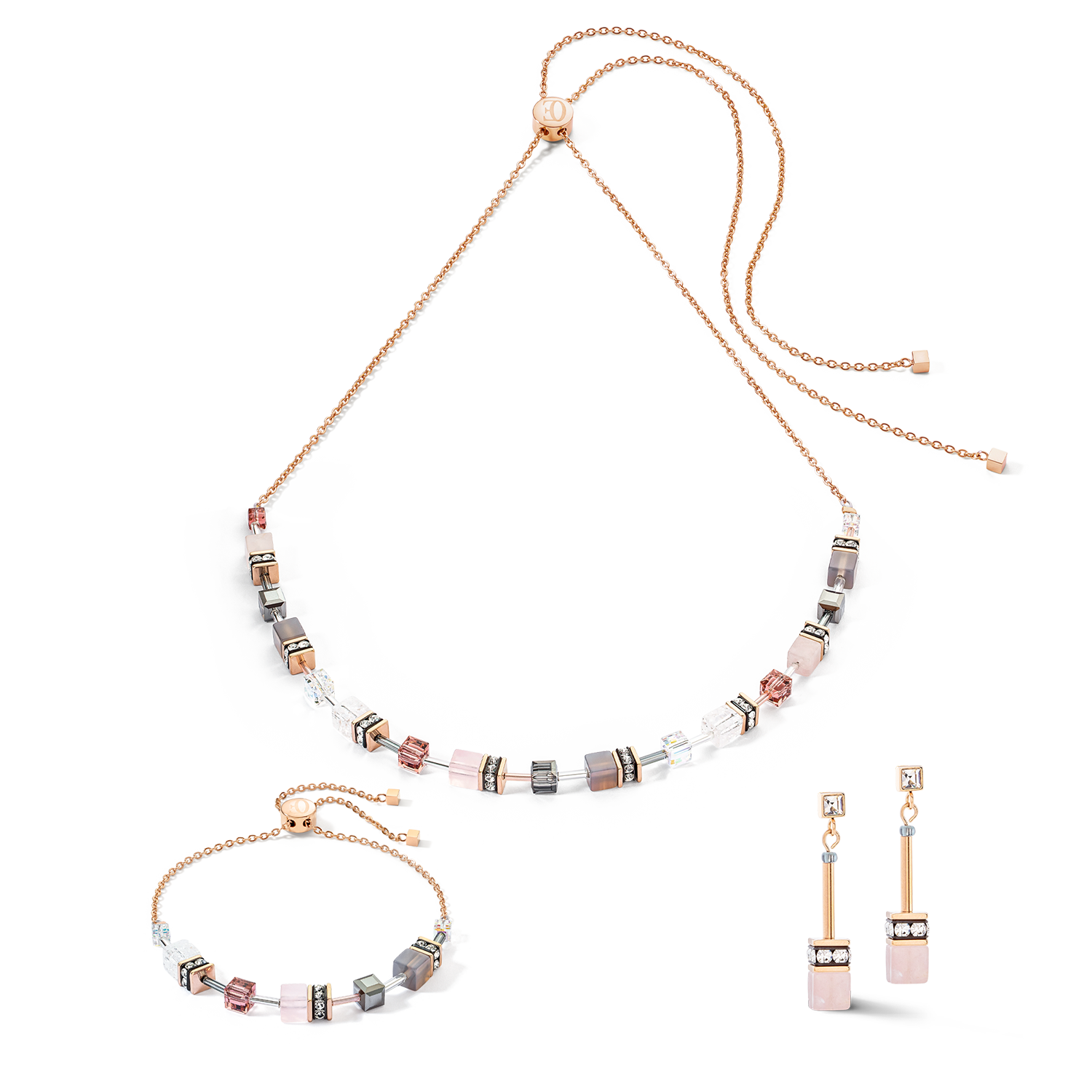 Orecchini GeoCUBE® Iconic Nature Chain rosa