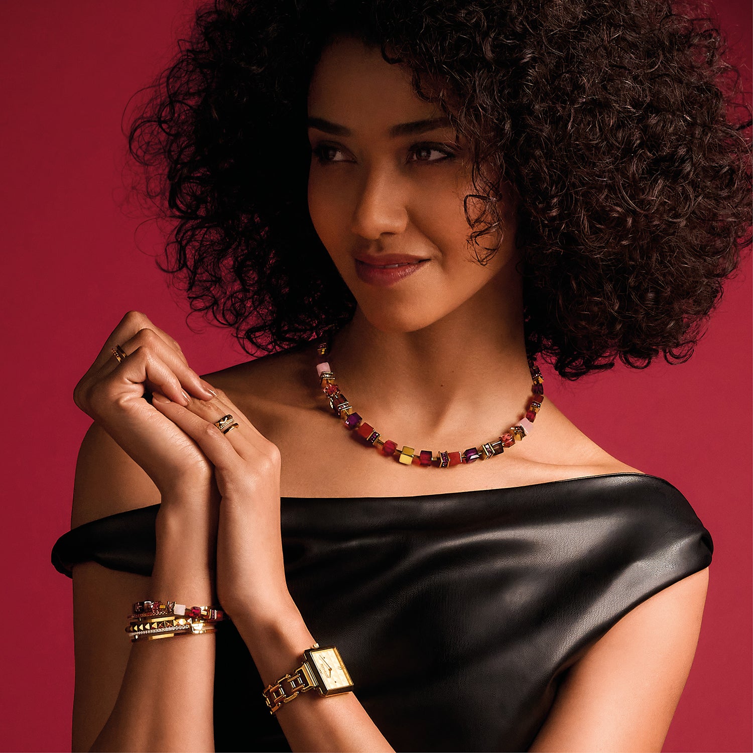 Collana GeoCUBE® Precious statement oro-rosso