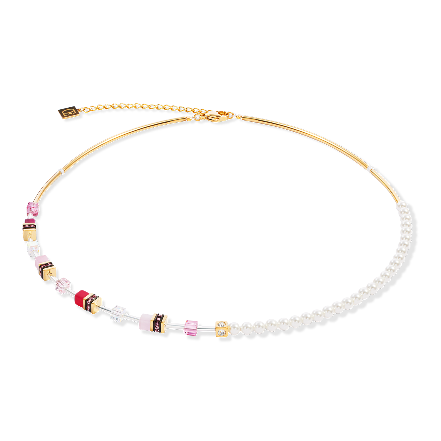 Collana GeoCUBE® Mini Fusion Pearls oro-rosa