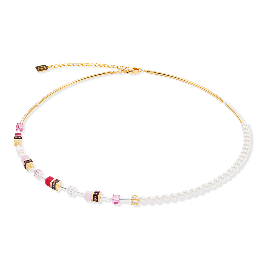 Collana GeoCUBE® Mini Fusion Pearls oro-rosa