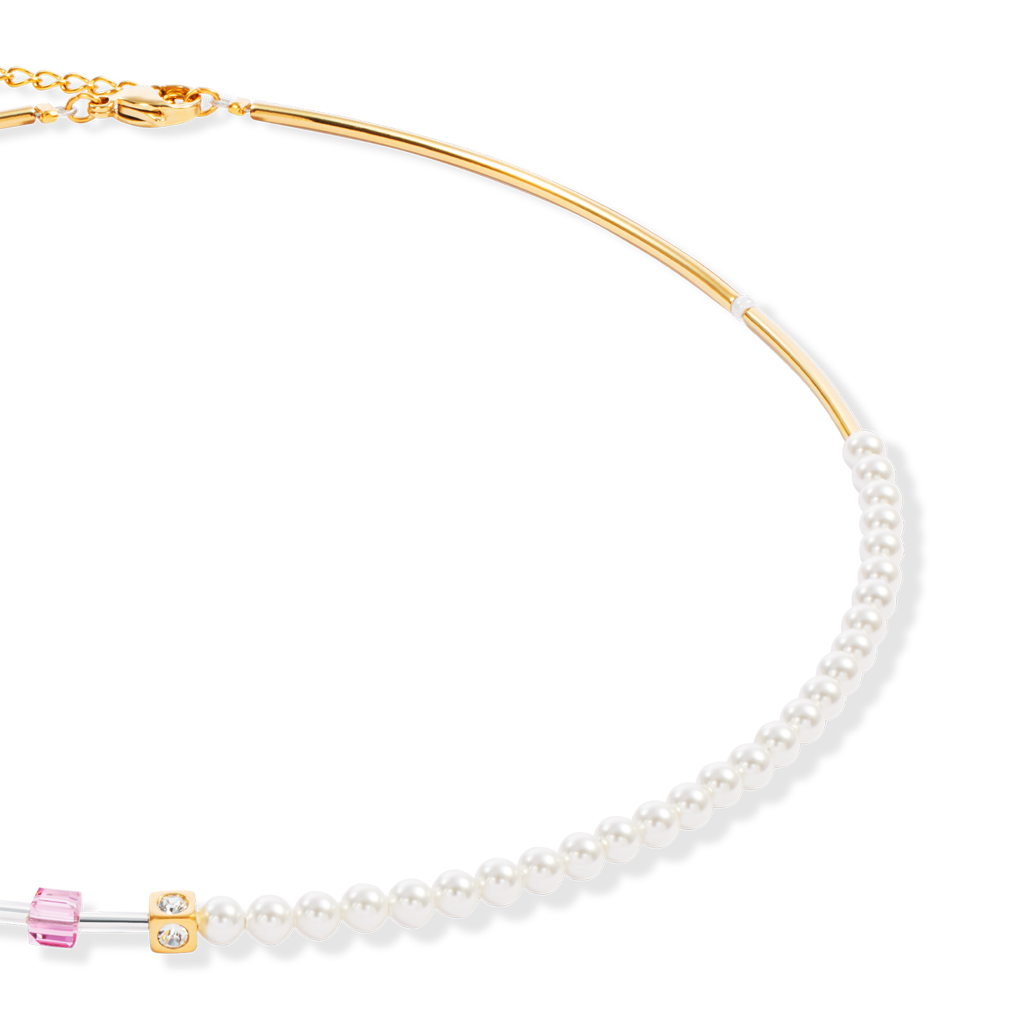 Collana GeoCUBE® Mini Fusion Pearls oro-rosa