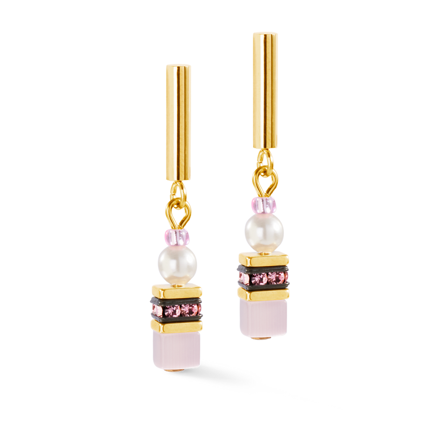 Orecchini GeoCUBE® Mini Fusion Pearls oro-rosa