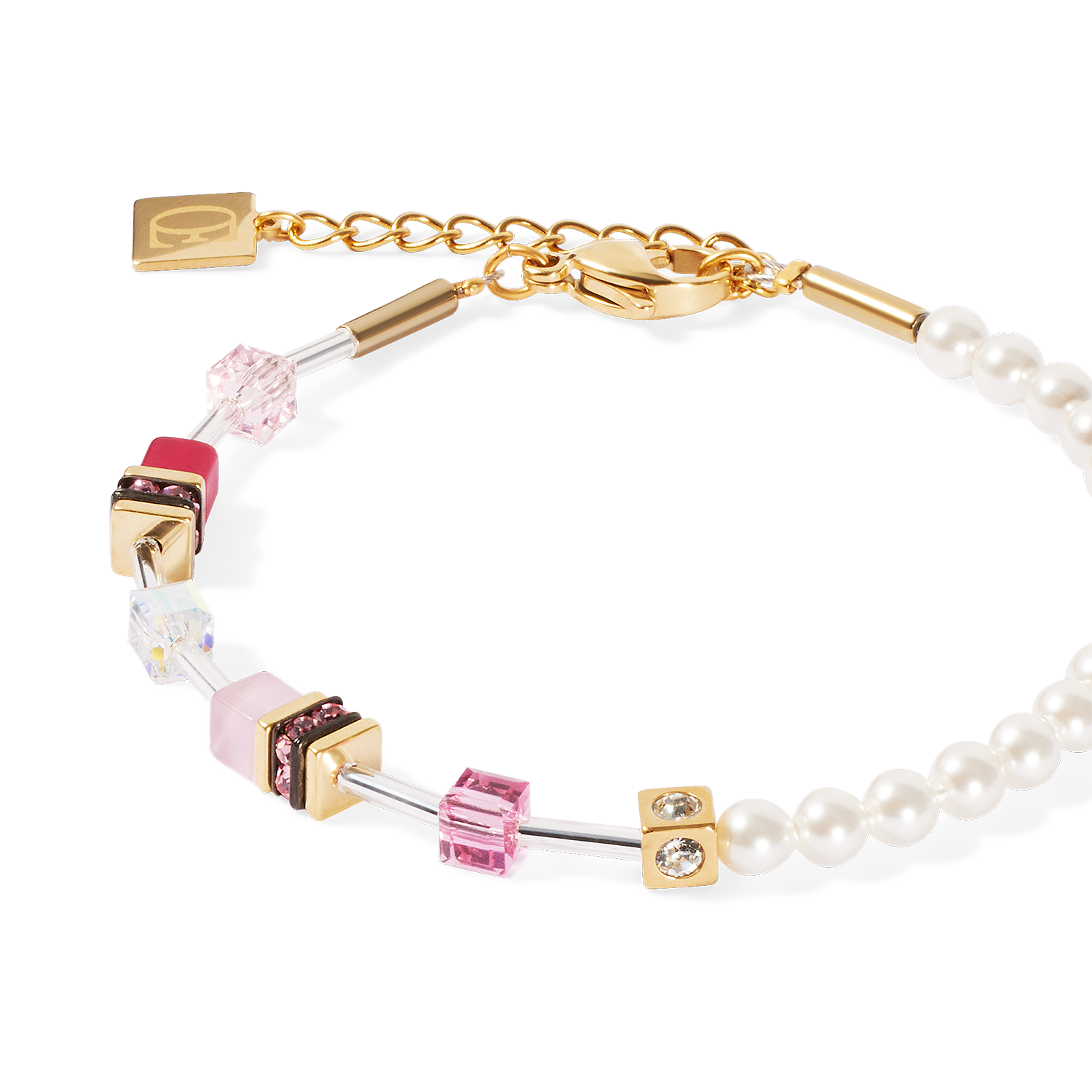 Bracciale GeoCUBE® Mini Fusion Pearls oro-rosa