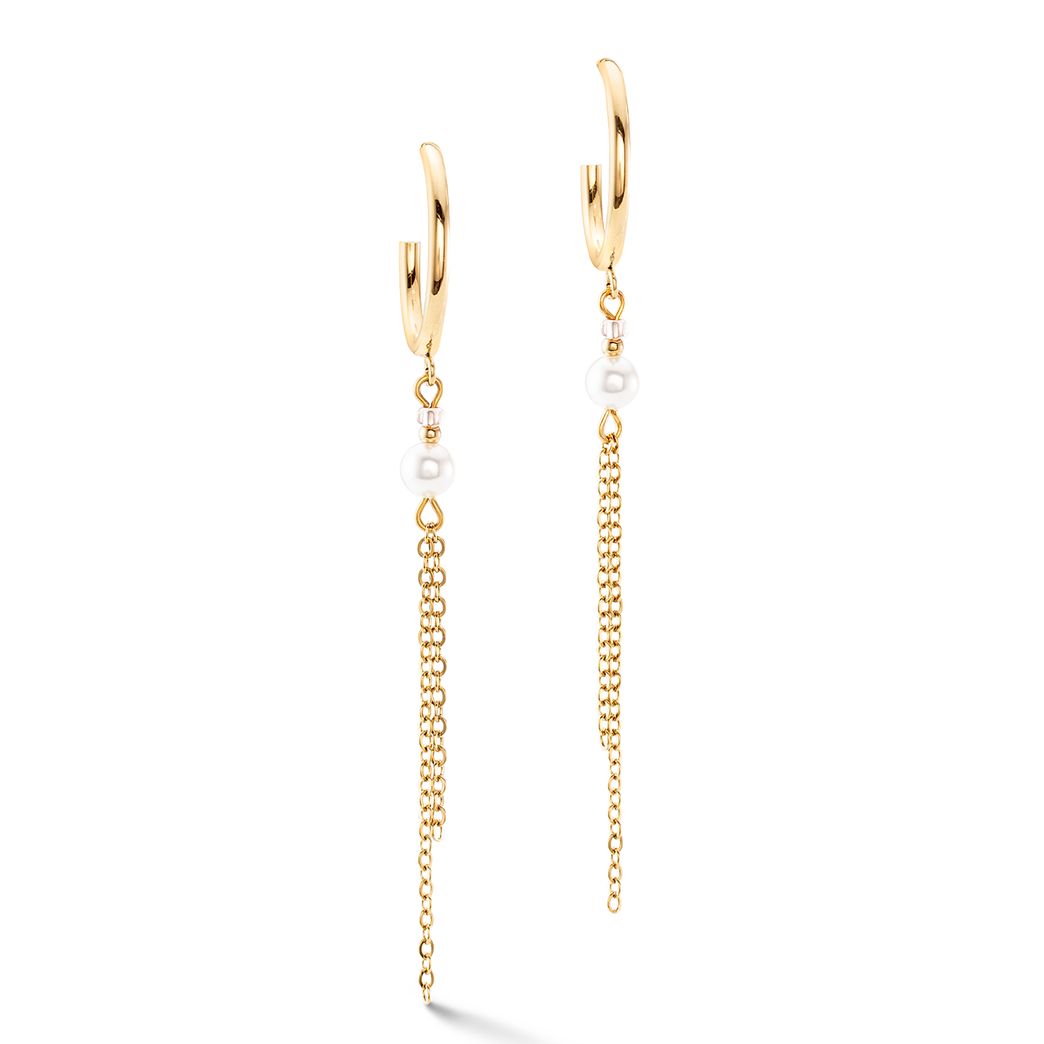 Orecchini Princess Pearls Chain oro-bianco