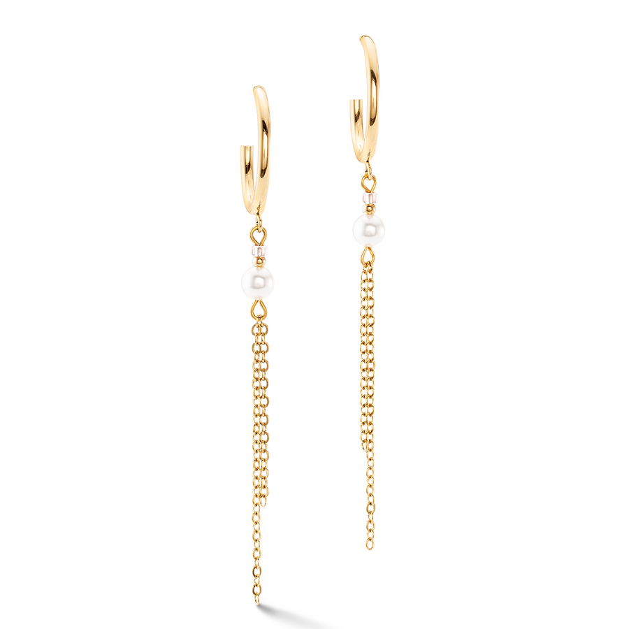 Orecchini Princess Pearls Chain oro-bianco