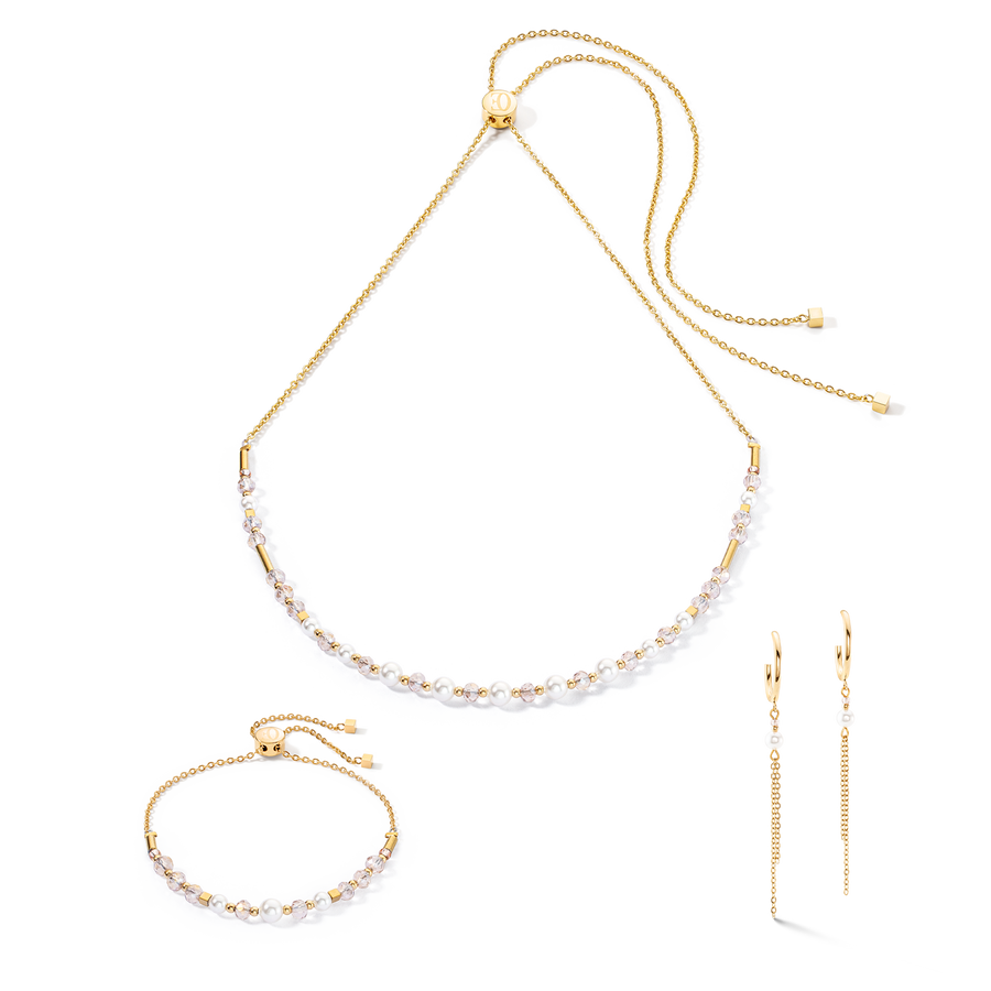 Orecchini Princess Pearls Chain oro-bianco