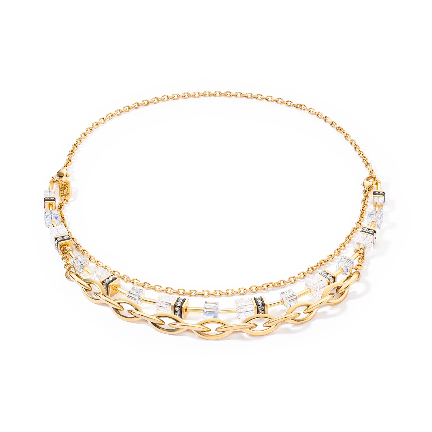 Collana GeoCUBE® Festive Layer oro-bianco