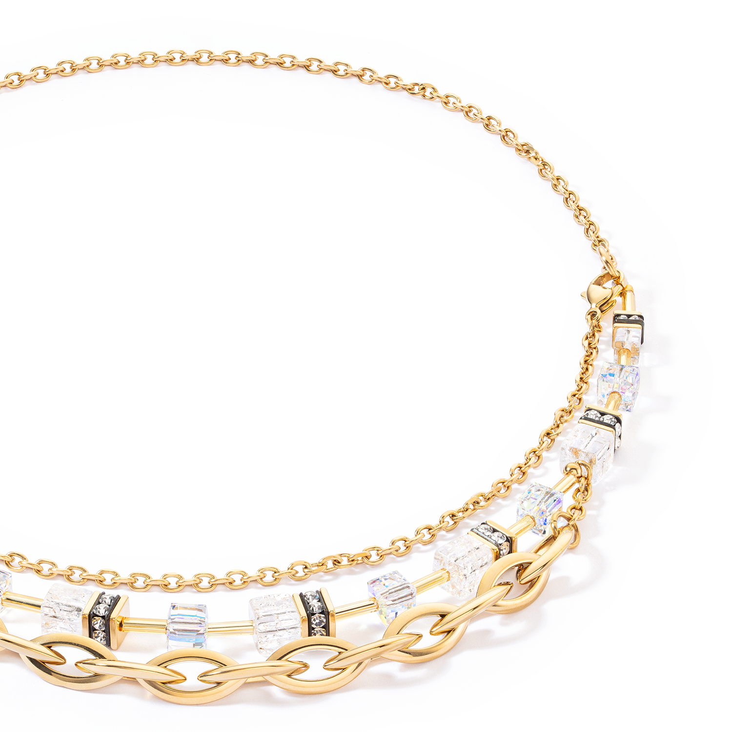 Collana GeoCUBE® Festive Layer oro-bianco