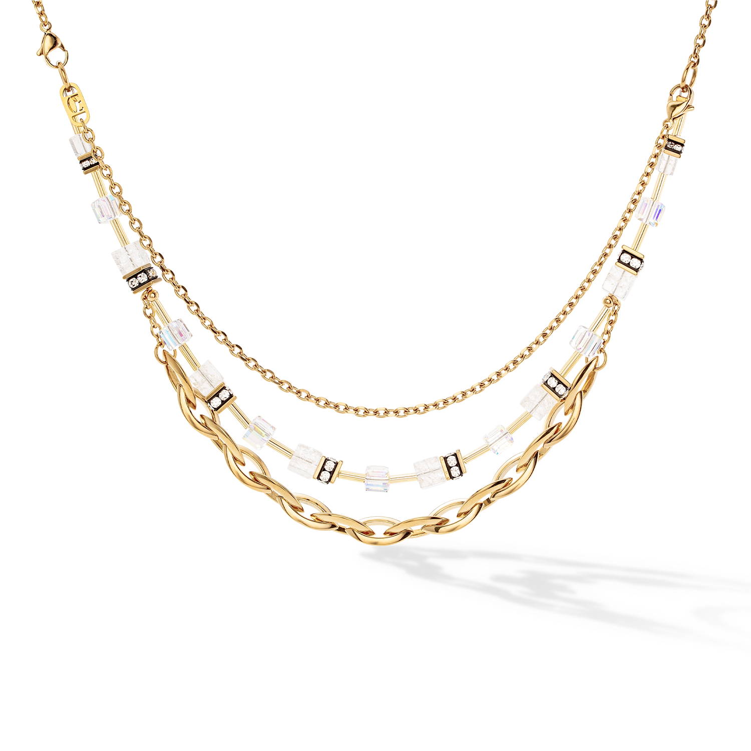 Collana GeoCUBE® Festive Layer oro-bianco