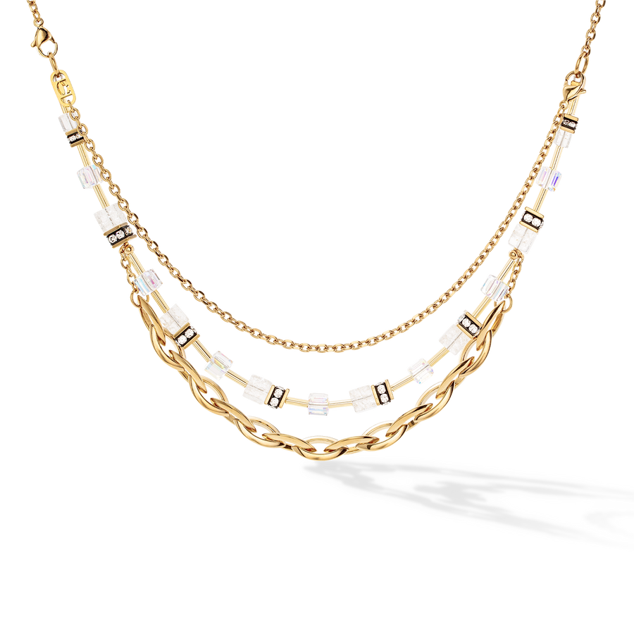 Collana GeoCUBE® Festive Layer oro-bianco