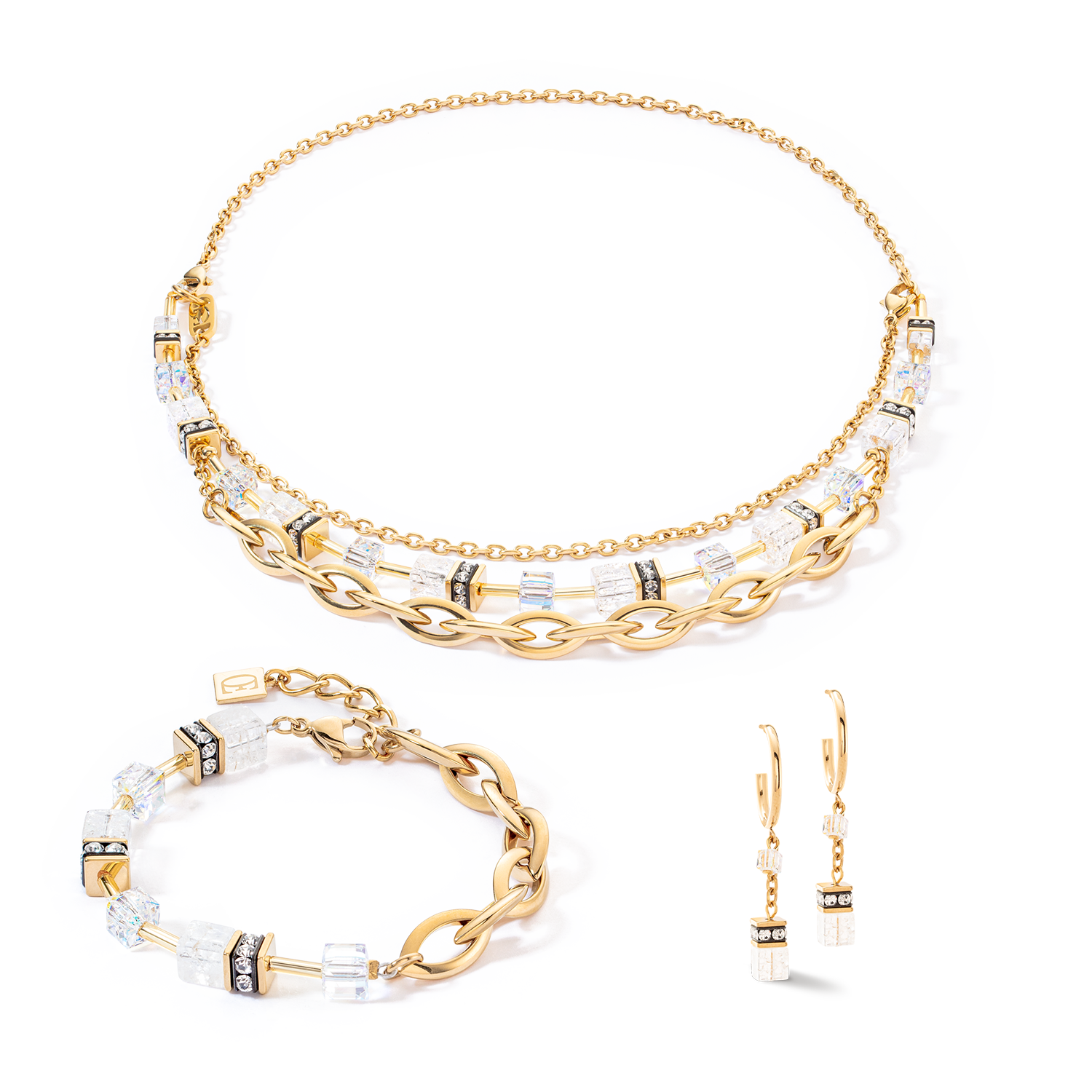 Bracciale GeoCUBE® Festive Layer oro-bianco