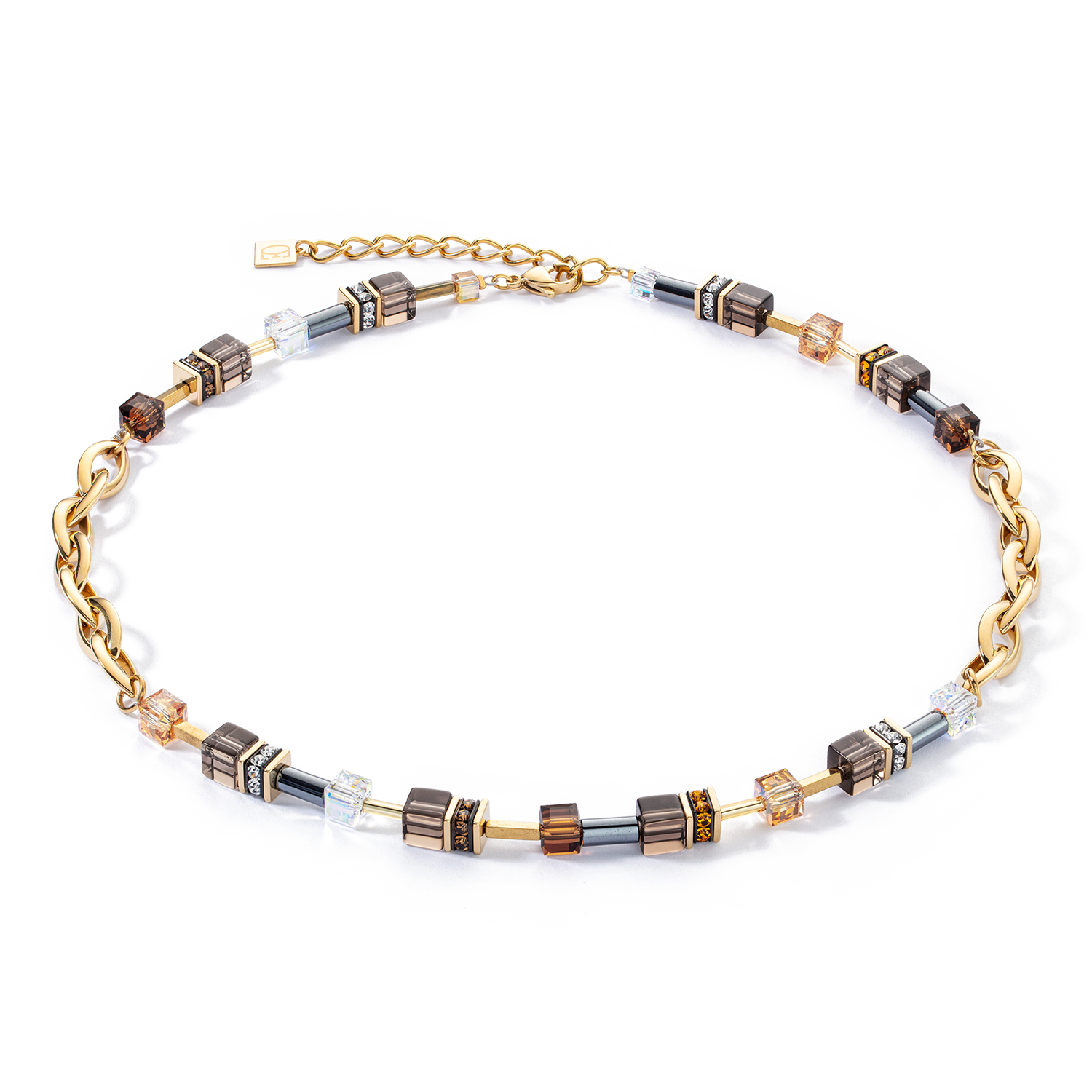 Collana GeoCUBE® Chunky Chain oro-marrone