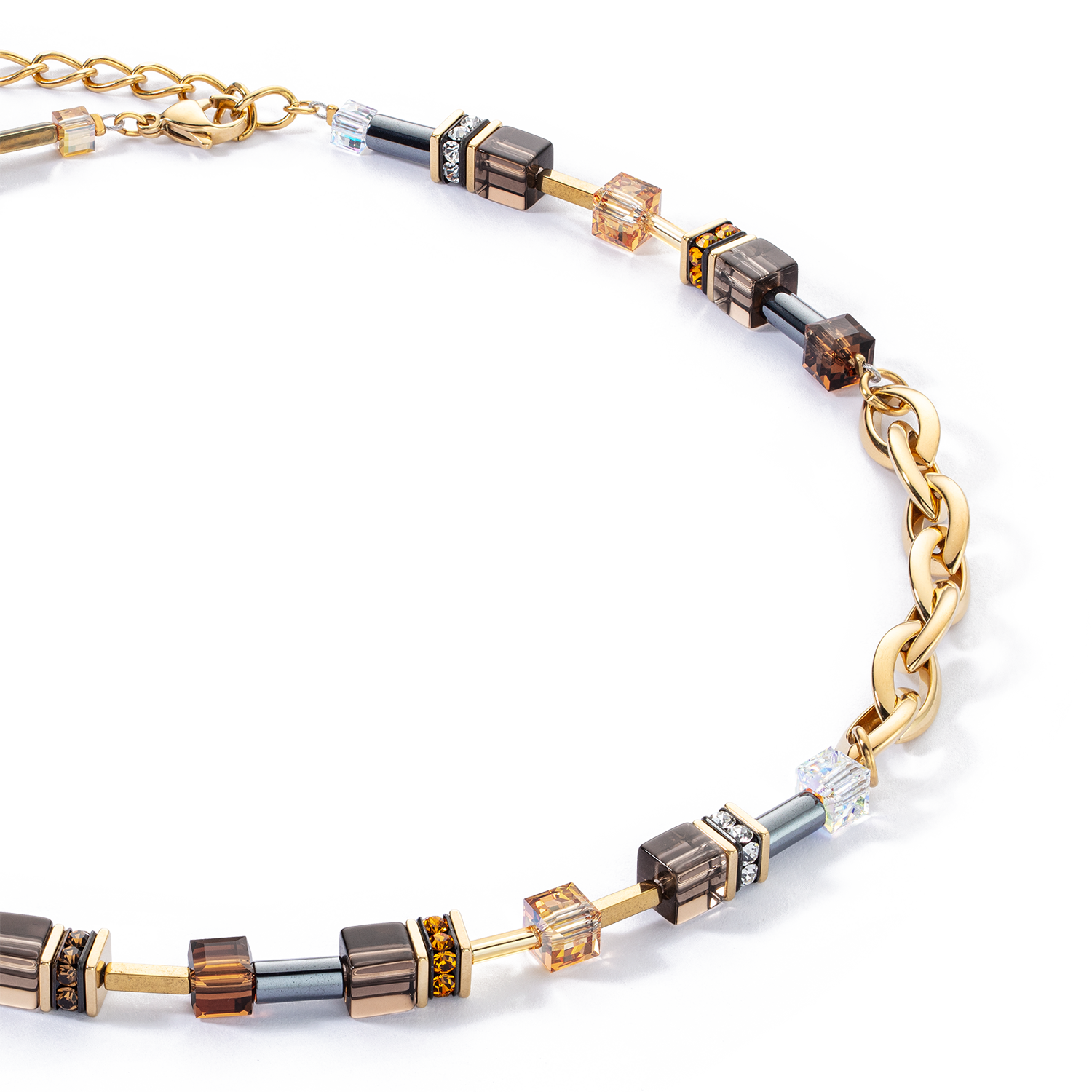 Collana GeoCUBE® Chunky Chain oro-marrone